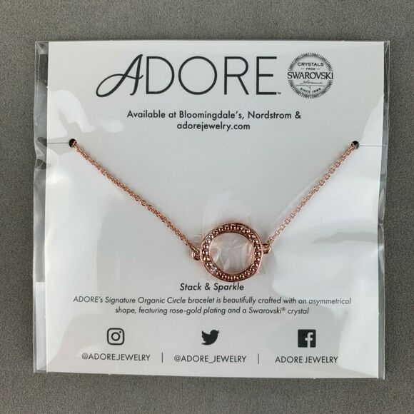 Adore Jewelry Organic Circle Bracelet Rose Gold Swarovski Crystal - Picture 4 of 7